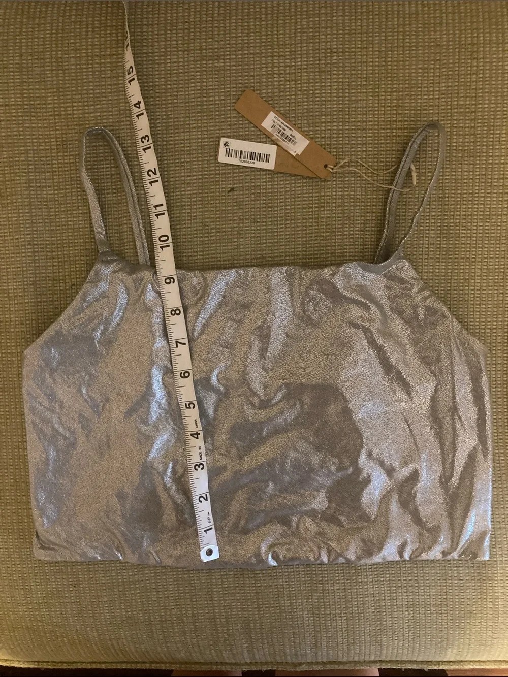 SKIMS metallic silver bikini top, L nwt
